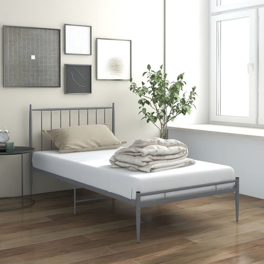 Estrutura de Cama Form em Metal Cinzento - 90x200 cm - Design Industrial