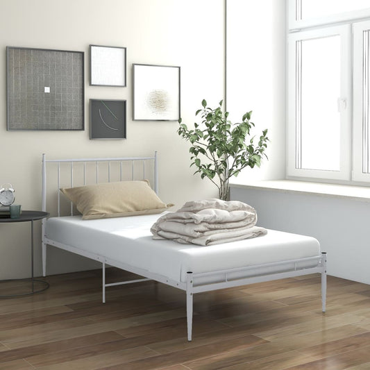 Estrutura de Cama Form em Metal Branco - 100x200 cm - Design Industrial