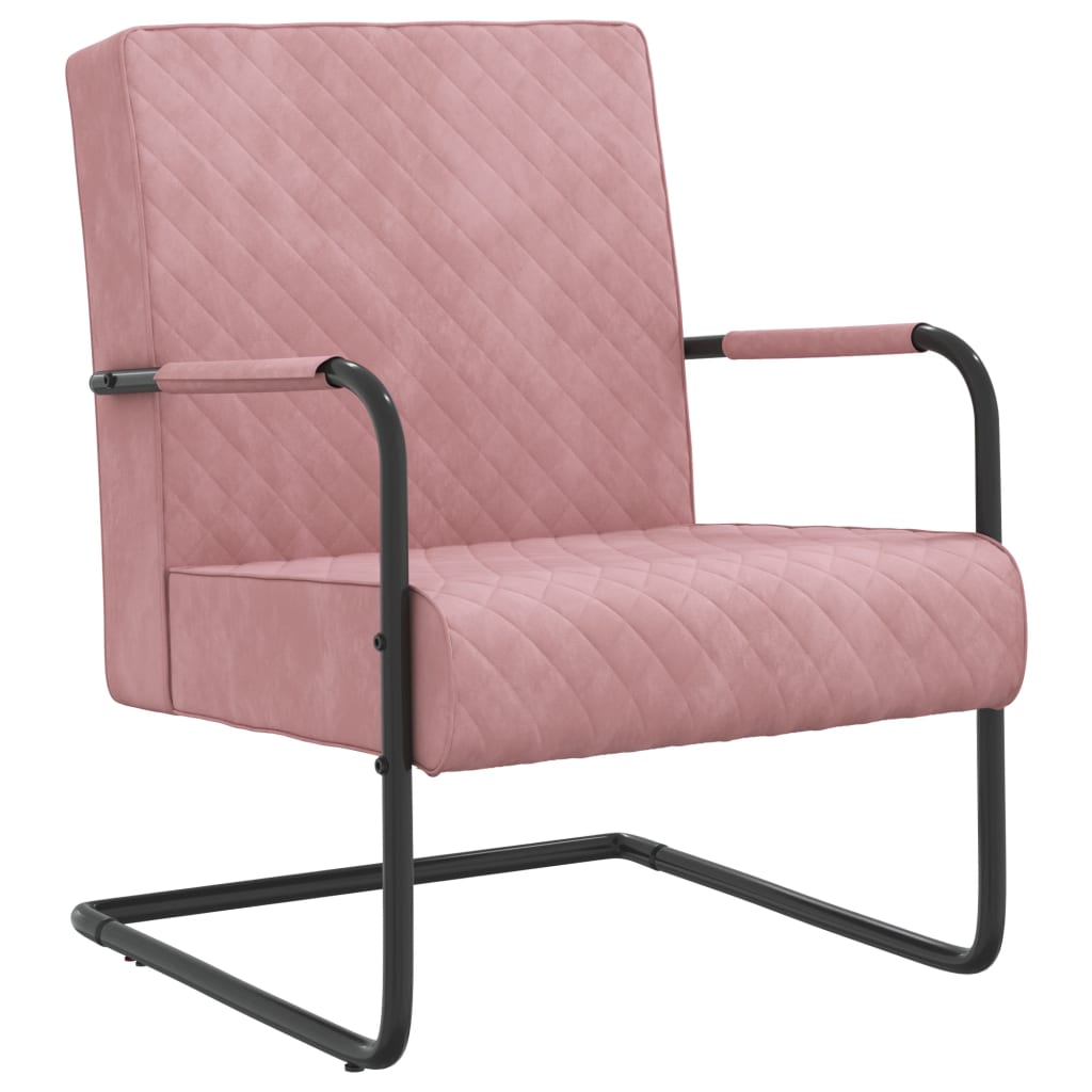 Cadeira cantilever veludo rosa