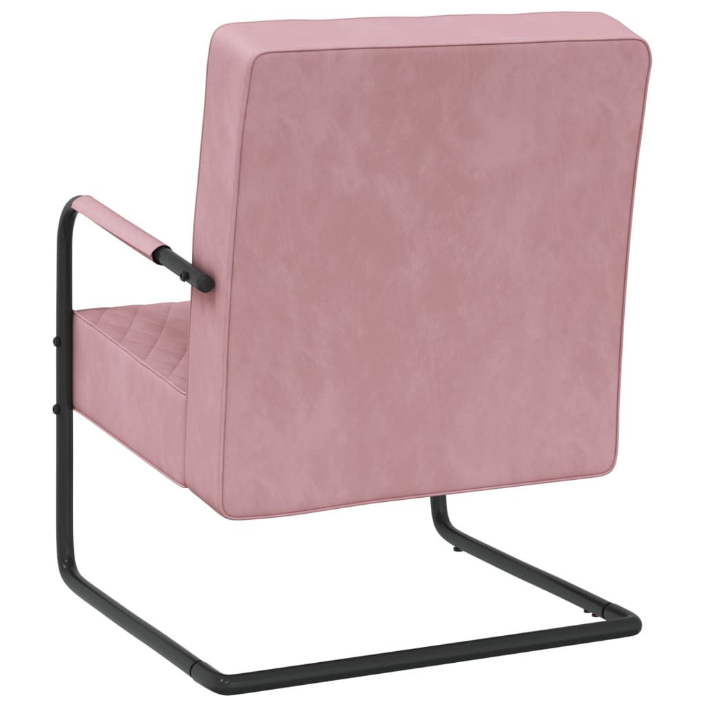 Cadeira cantilever veludo rosa