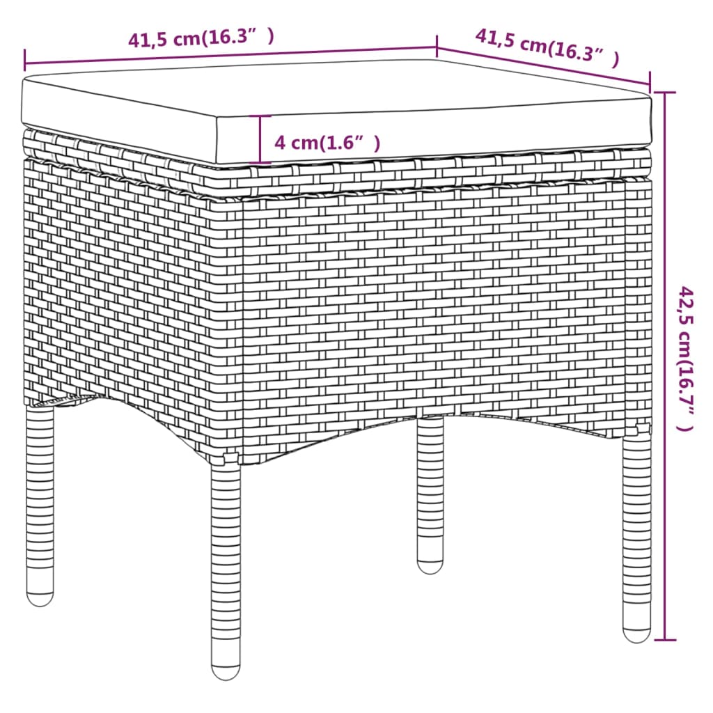 5 pcs conjunto de jantar p/ jardim vime PE/acácia maciça preto