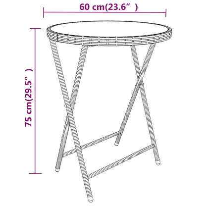 5 pcs conjunto bistrô de jardim vime PE e vidro temperado preto