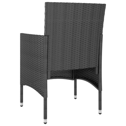 3 pcs conjunto jantar p/ jardim vime PE e acácia maciça preto