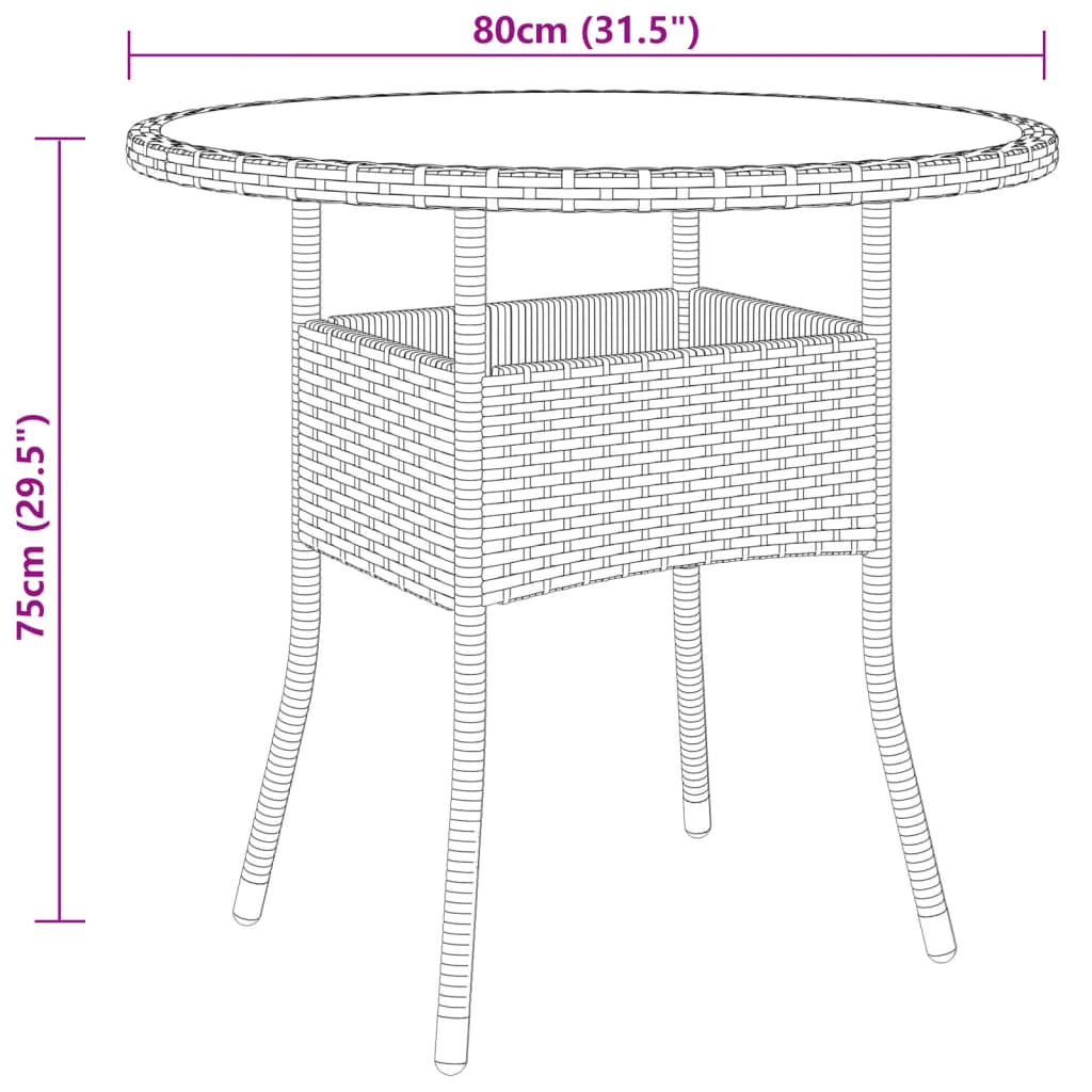 5 pcs conjunto de jantar para jardim vime PE bege