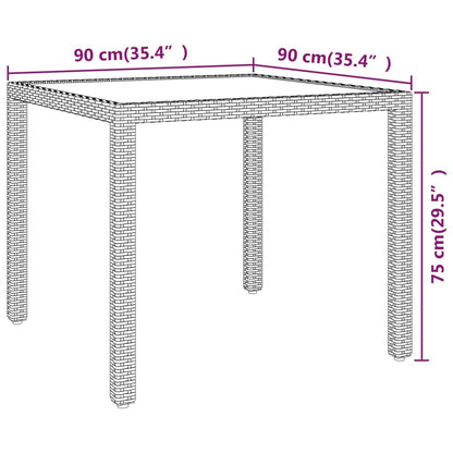 3 pcs conjunto de jantar para jardim vime PE preto