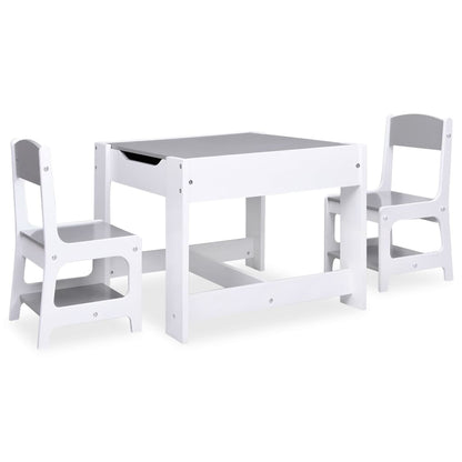 Conjunto Infantil de 2 Cadeiras e Mesa com Arrumação e Quadro - Branco - Design Nórdico