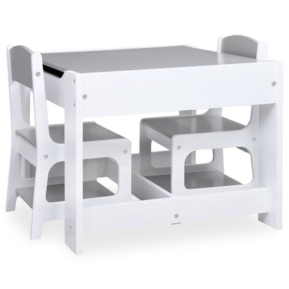 Conjunto Infantil de 2 Cadeiras e Mesa com Arrumação e Quadro - Branco - Design Nórdico