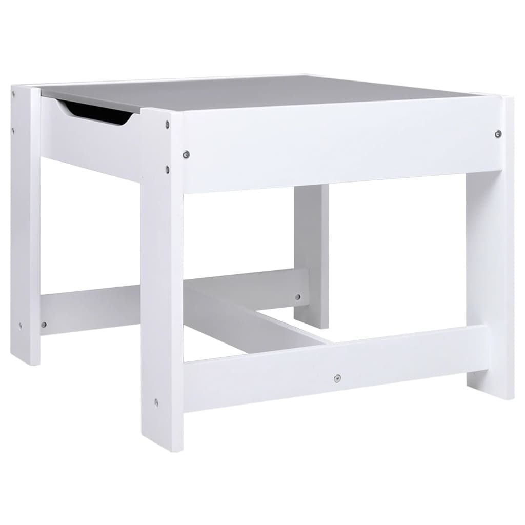 Conjunto Infantil de 2 Cadeiras e Mesa com Arrumação e Quadro - Branco - Design Nórdico