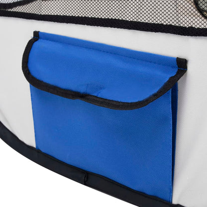 Parque dobrável p/ cão c/ saco de transporte 145x145x61cm azul