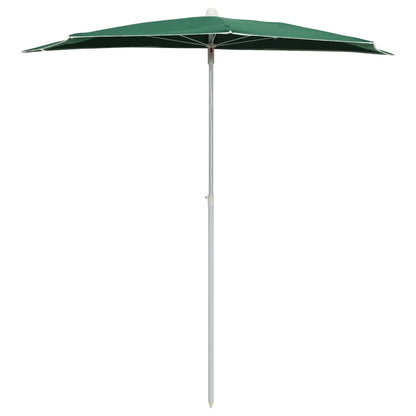 Guarda-sol semicircular com mastro 180x90 cm verde