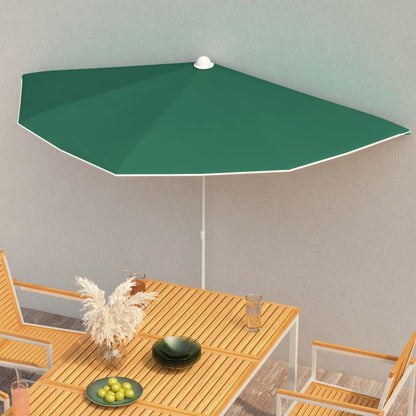 Guarda-sol semicircular com mastro 180x90 cm verde