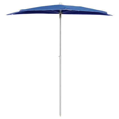 Guarda-sol semicircular com mastro 180x90 cm azul-ciano