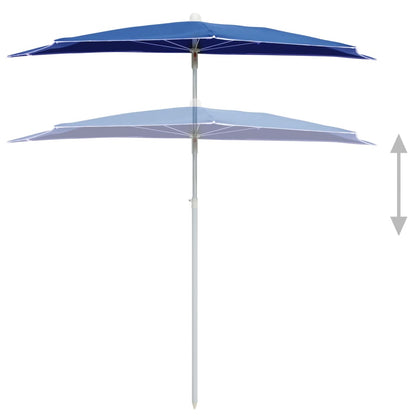 Guarda-sol semicircular com mastro 180x90 cm azul-ciano