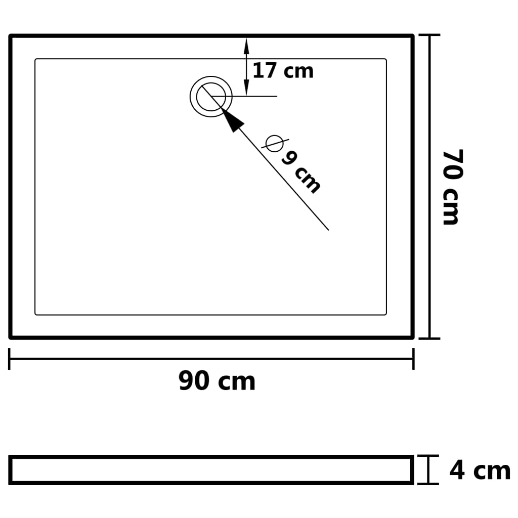 Base de chuveiro com pontos 90x70x4 cm ABS branco