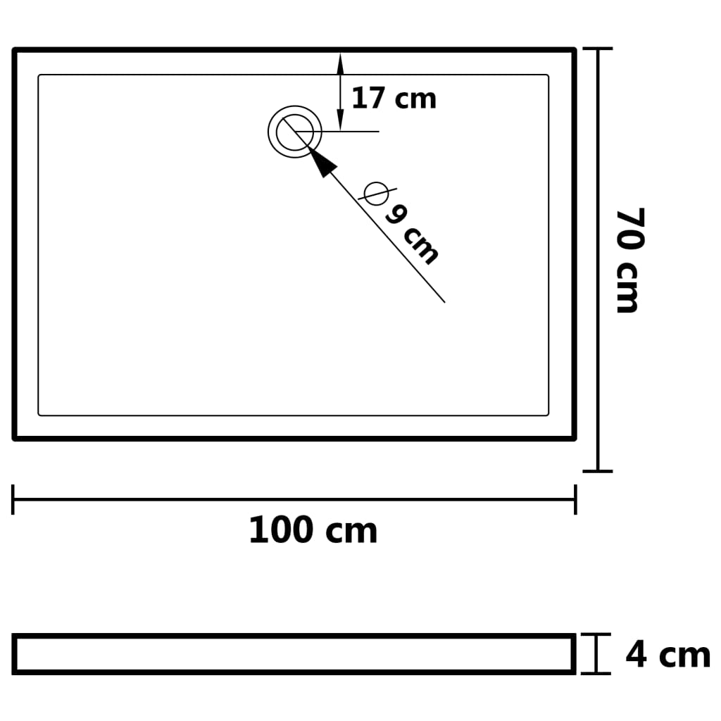 Base de chuveiro com pontos 70x100x4 cm ABS branco