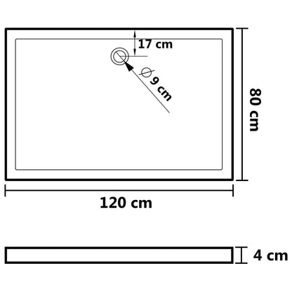 Base de chuveiro com pontos 80x120x4 cm ABS branco