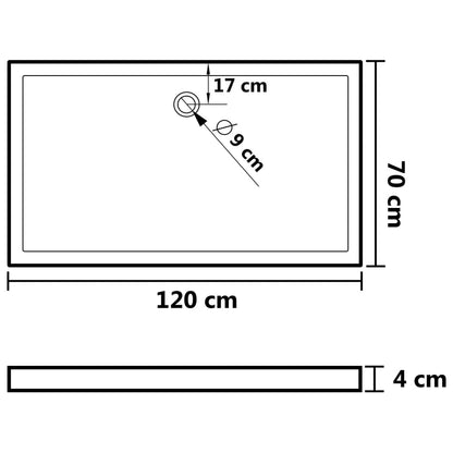 Base de Chuveiro Retangular - 70x120 cm - ABS Branco