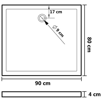 Base de chuveiro retangular 80x90 cm ABS branco