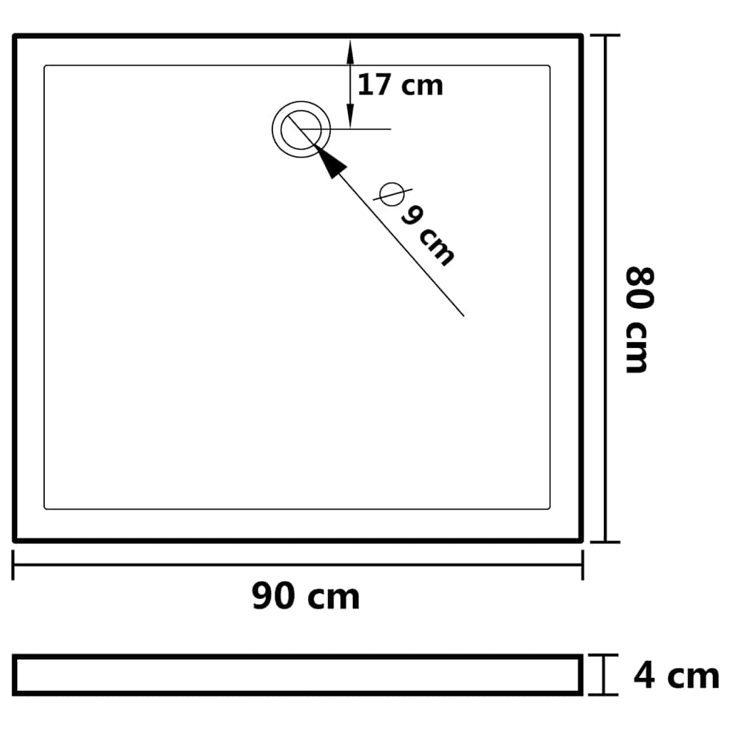 Base de chuveiro retangular 80x90 cm ABS branco