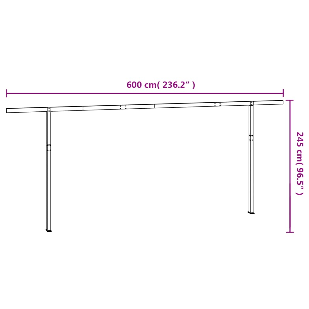 Conjunto de postes para toldo 600x245 cm ferro antracite