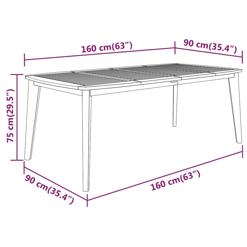 5 pcs conjunto de jantar para jardim madeira de acácia maciça