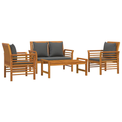 4 pcs conjunto lounge de jardim com almofadões acácia maciça