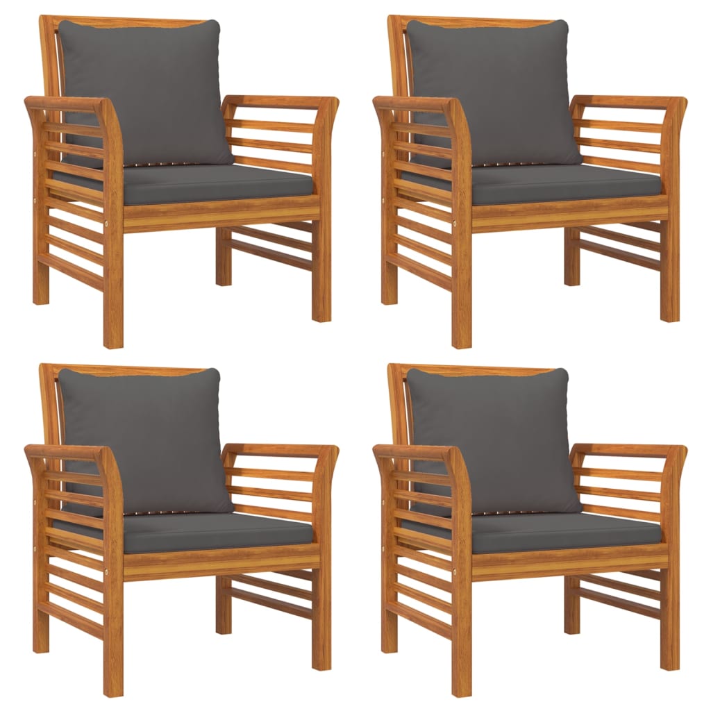 5 pcs conjunto lounge de jardim c/ almofadões acácia maciça