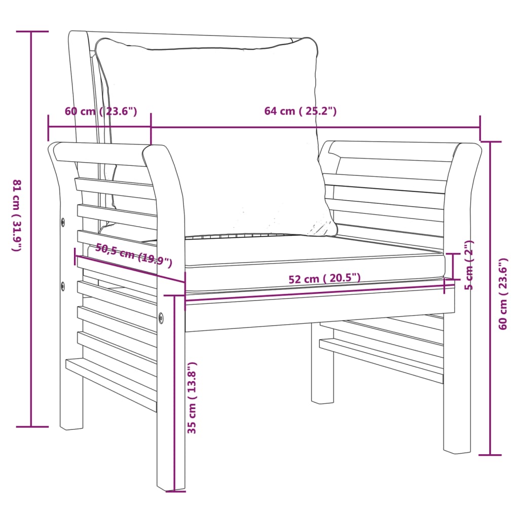 5 pcs conjunto lounge de jardim c/ almofadões acácia maciça