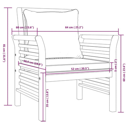 5 pcs conjunto lounge de jardim c/ almofadões acácia maciça