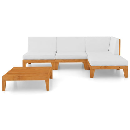 5 pcs conjunto lounge de jardim c/ almofadões acácia maciça