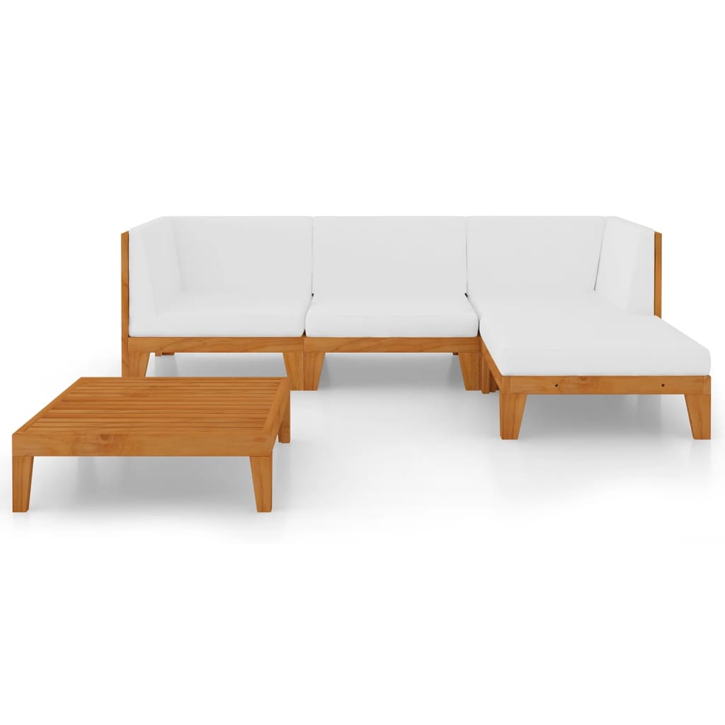 5 pcs conjunto lounge de jardim c/ almofadões acácia maciça