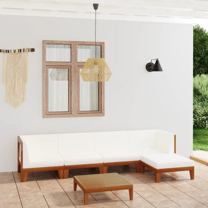 6 pcs conjunto lounge de jardim c/ almofadões acácia maciça