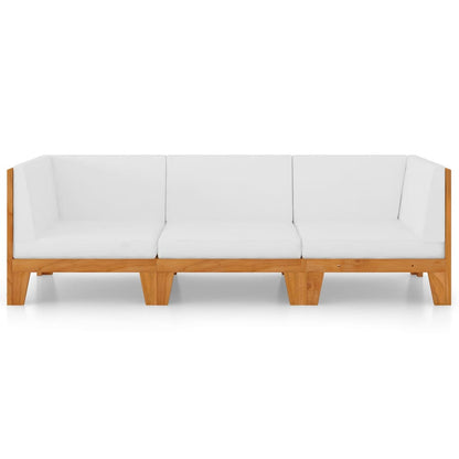 3 pcs conjunto lounge de jardim c/ almofadões acácia maciça