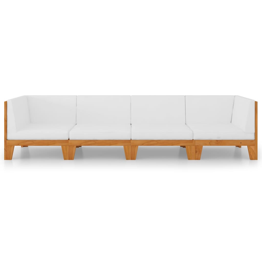 4 pcs conjunto lounge de jardim c/ almofadões acácia maciça