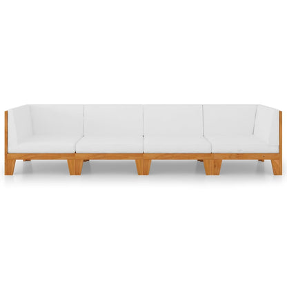 4 pcs conjunto lounge de jardim c/ almofadões acácia maciça