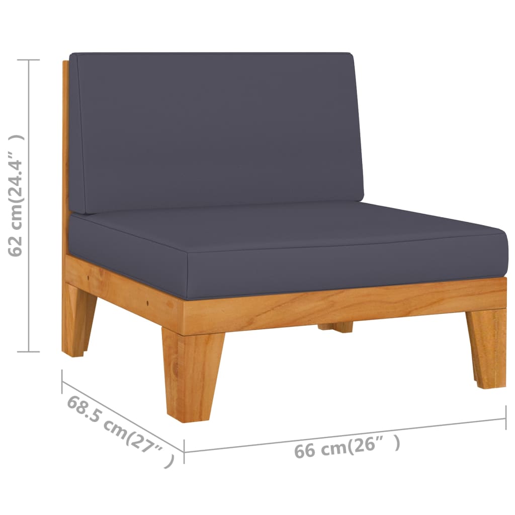 4 pcs conjunto lounge de jardim c/ almofadões acácia maciça