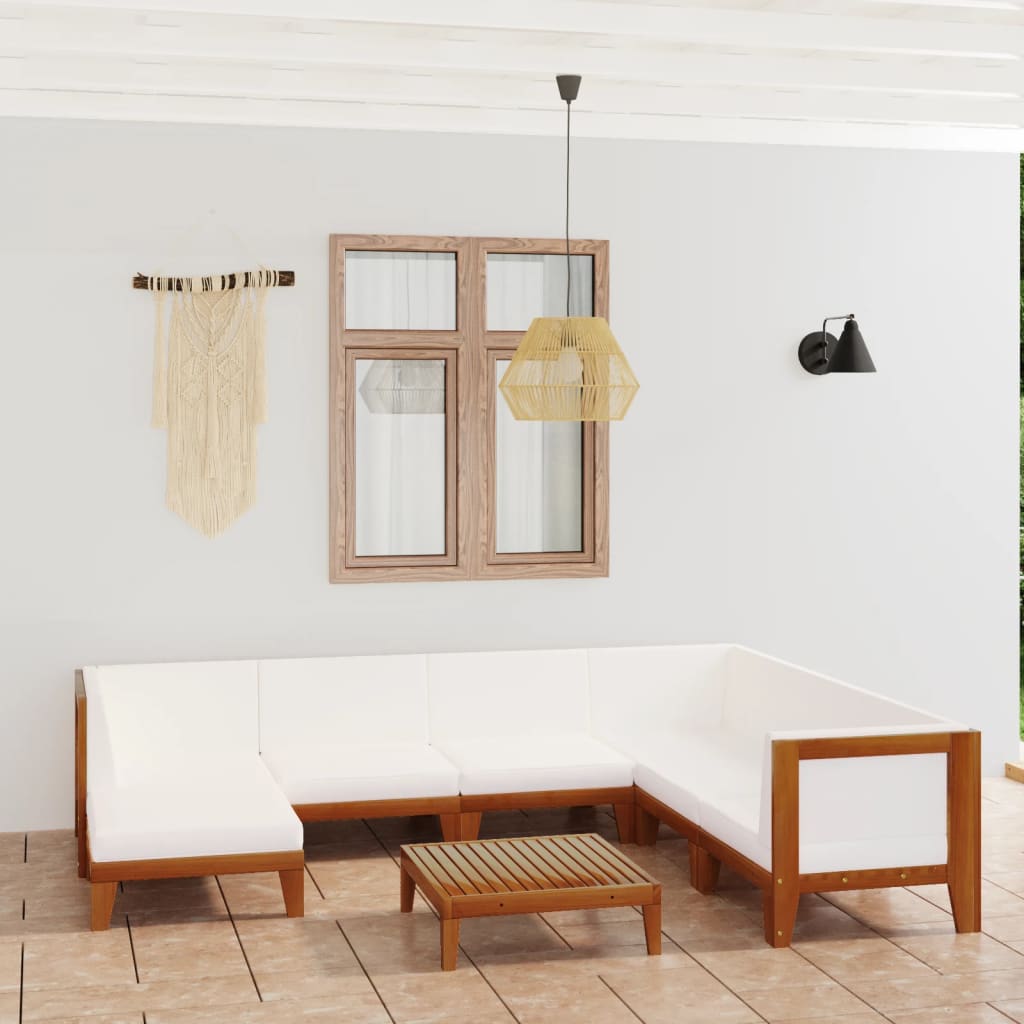 8 pcs conjunto lounge de jardim c/ almofadões acácia maciça