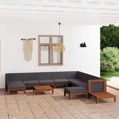 12 pcs conjunto lounge de jardim c/ almofadões acácia maciça