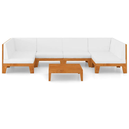 7 pcs conjunto lounge de jardim c/ almofadões acácia maciça