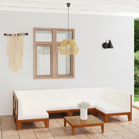 7 pcs conjunto lounge de jardim c/ almofadões acácia maciça