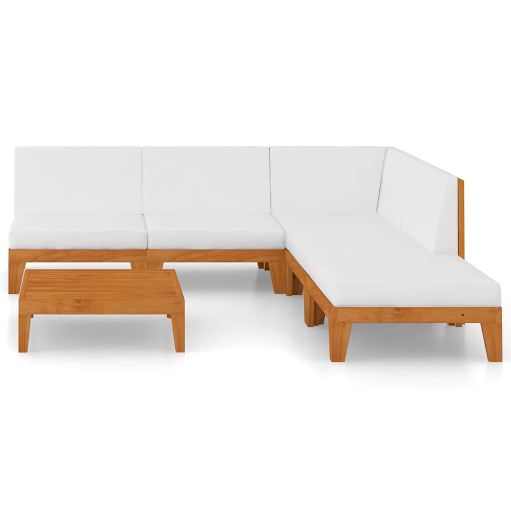 6 pcs conjunto lounge de jardim c/ almofadões acácia maciça