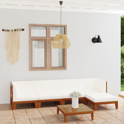 6 pcs conjunto lounge de jardim c/ almofadões acácia maciça