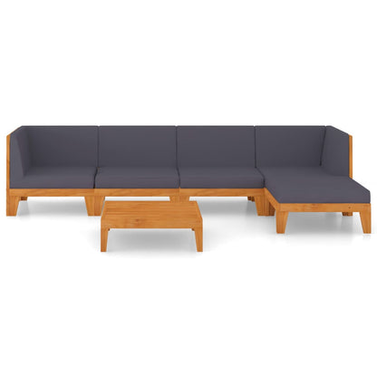 6 pcs conjunto lounge de jardim c/ almofadões acácia maciça