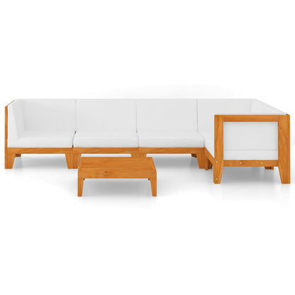 6 pcs conjunto lounge de jardim c/ almofadões acácia maciça