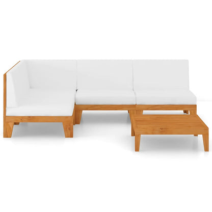 5 pcs conjunto lounge de jardim c/ almofadões acácia maciça