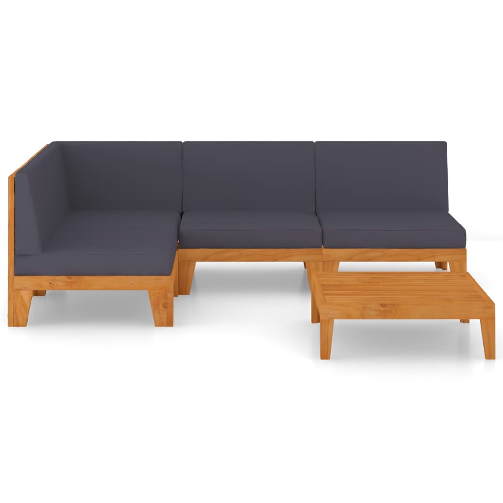 5 pcs conjunto lounge de jardim c/ almofadões acácia maciça