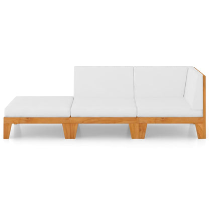 3 pcs conjunto lounge de jardim c/ almofadões acácia maciça