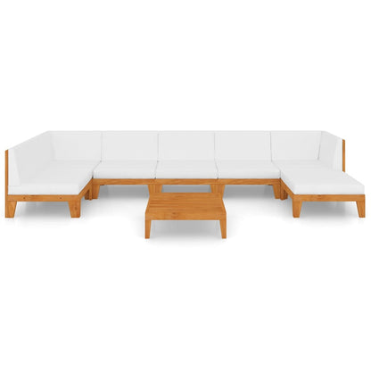 8 pcs conjunto lounge de jardim c/ almofadões acácia maciça