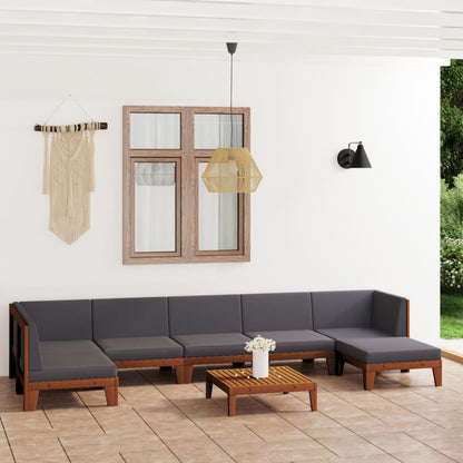 8 pcs conjunto lounge de jardim c/ almofadões acácia maciça