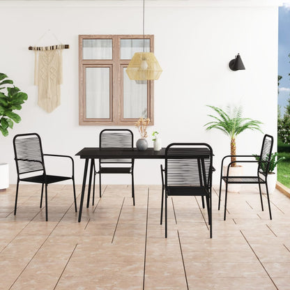 5 pcs conjunto de jantar p/ jardim corda de algodão e aço preto